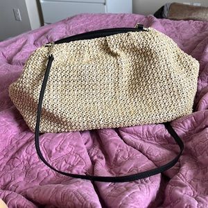 Uterque Cream and Black Woven Bag